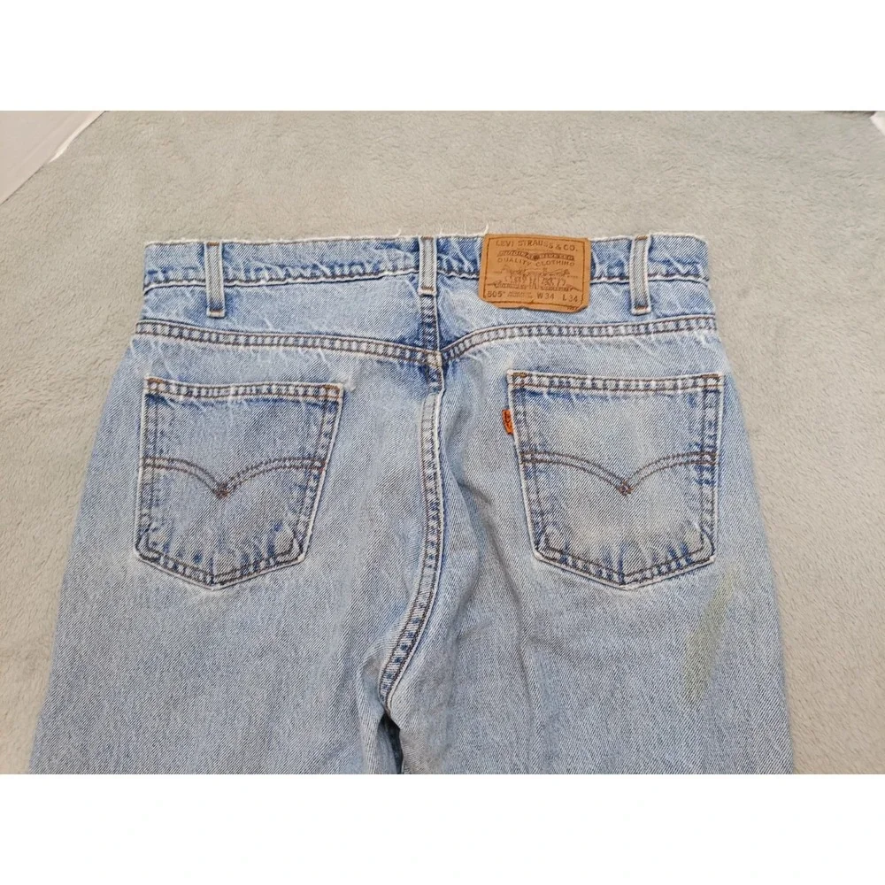 Vintage Levi's 505 Orange Tap Straight Leg Men's Denim Jeans Size 34×34